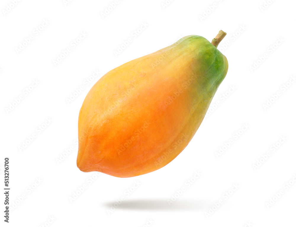 Ripe Papaya isolated on white background. Clipping path.