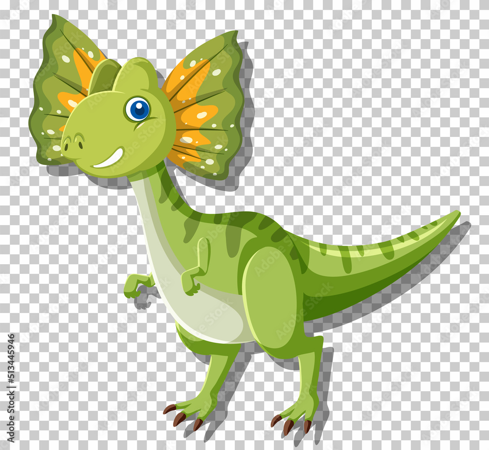 Cute dilophosaurus dinosaur isolated