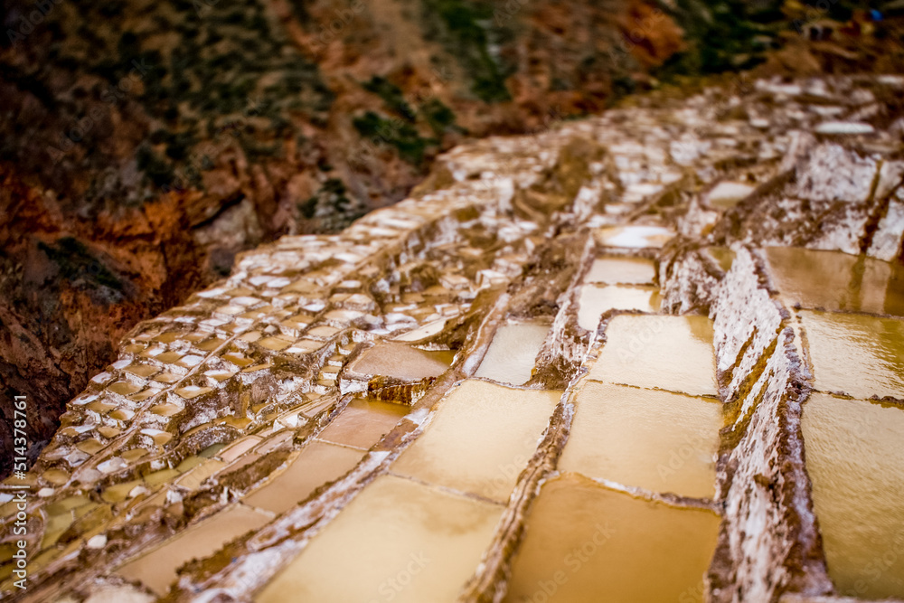 秘鲁的Salinas de Maras地区。库斯科附近Maras的印加盐田。南美洲