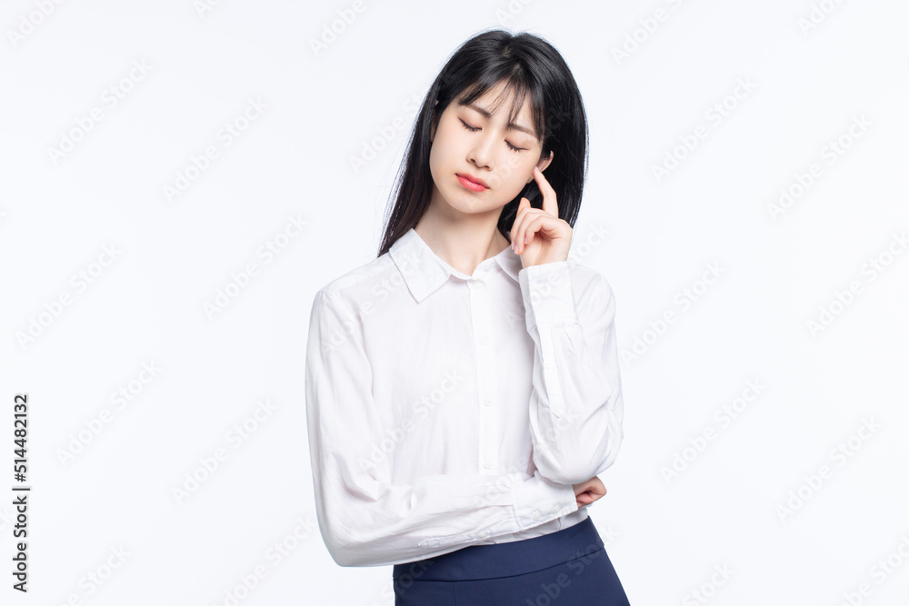 Asian business girl on white background