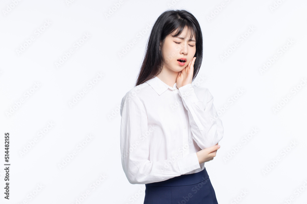 Asian business girl on white background