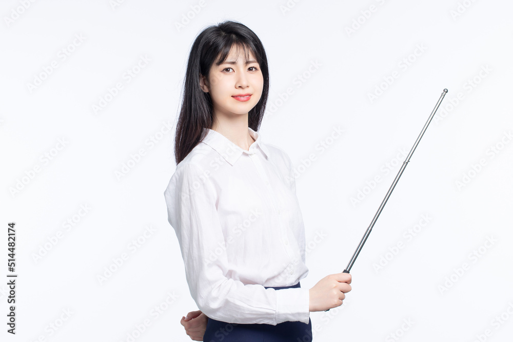 Asian business girl on white background