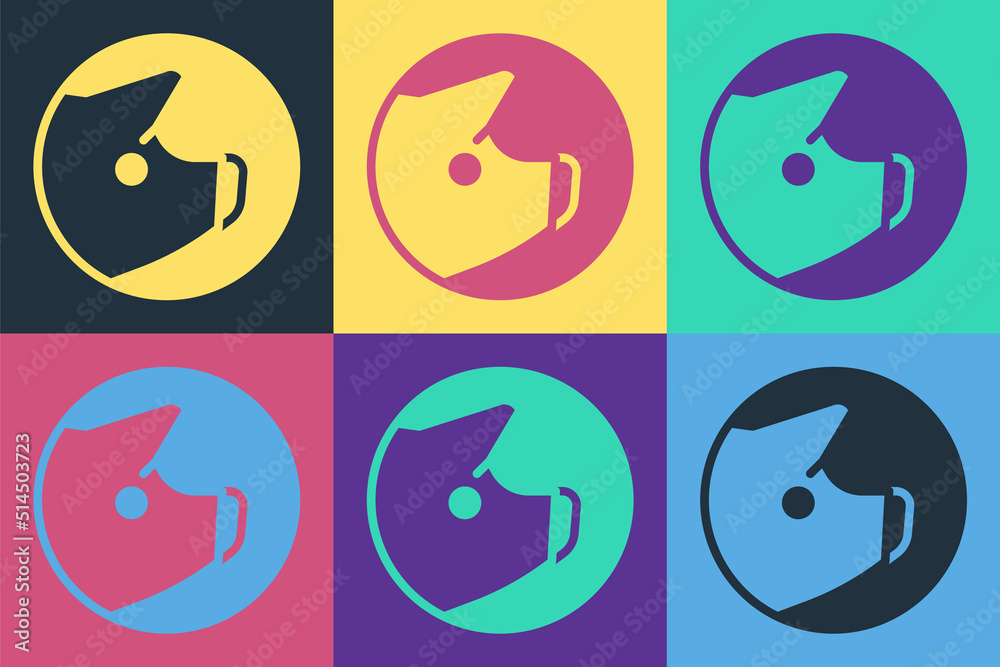 Pop art Pig icon isolated on color background. Animal symbol. Vector