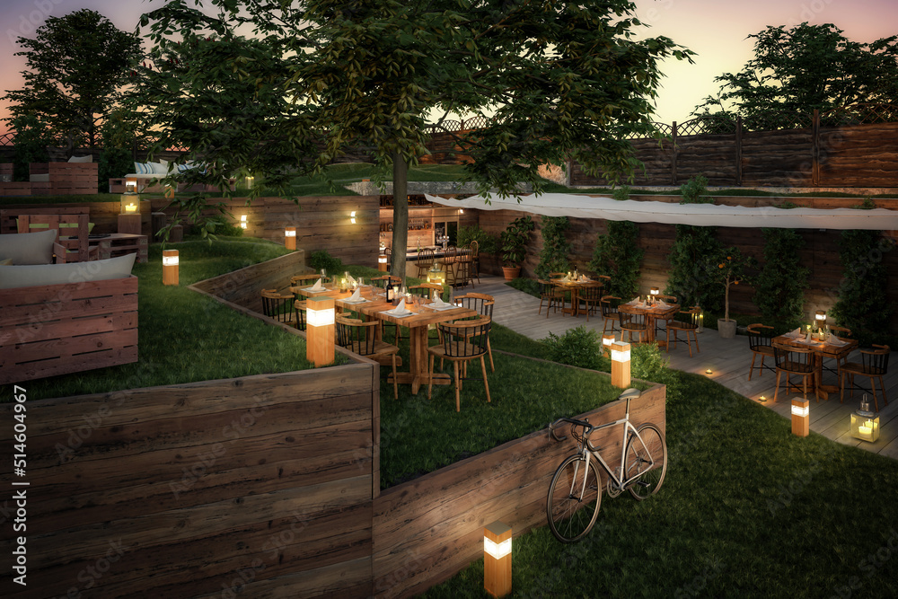 Garden Pub & Restaurant - 3d visualization