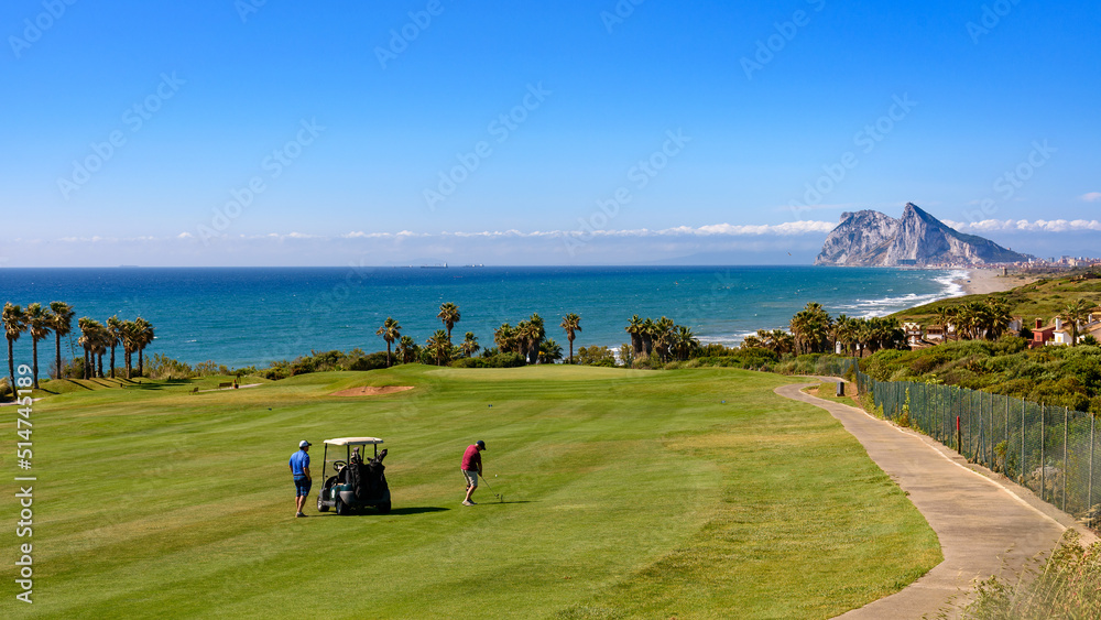 pole golfowe z widokiem na Gibraltar