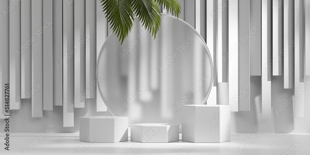 Abstract Minimal Modern White Podium Platform For Product Display Showcase 3D Rendering