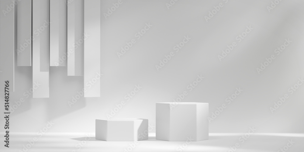 Abstract Minimal Modern White Podium Platform For Product Display Showcase 3D Rendering