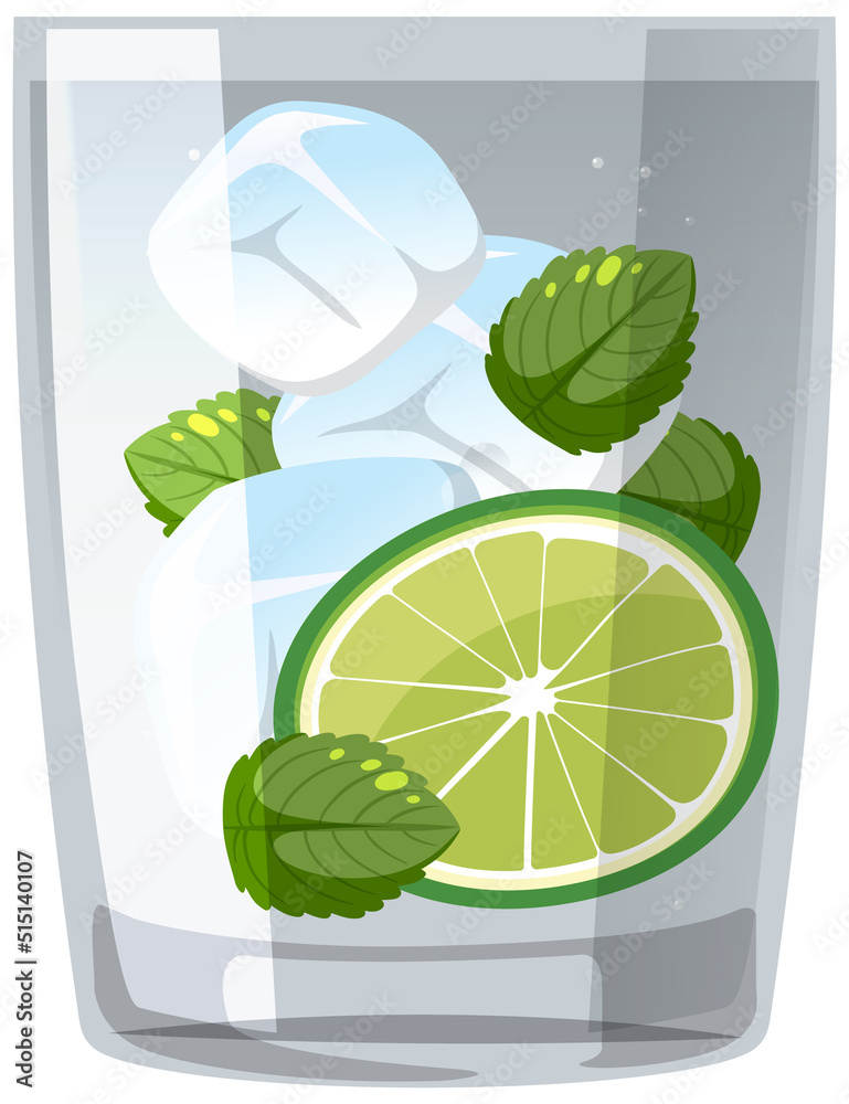 Mojito cocktail in the glass on white background