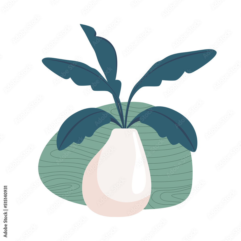 Vase plant with green bubble isolated on white background. Preparation to start work. Flat design ve