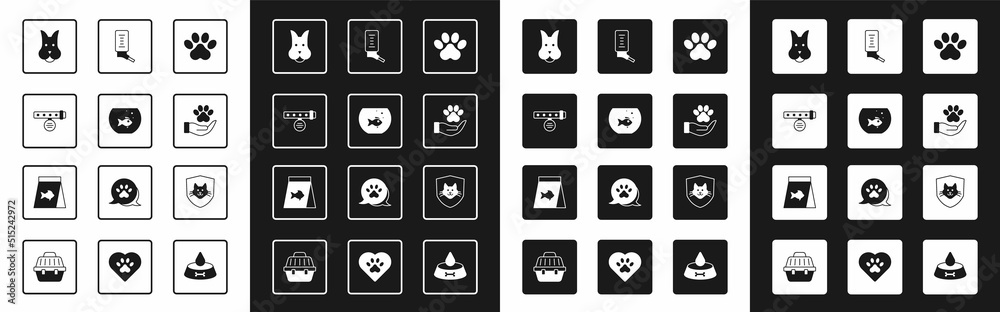 Set Paw print, Aquarium with fish, Collar name tag, Dog, Hands animals footprint, Drinker for small 