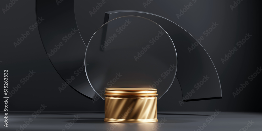 3D rendering abstract gold platform podium product presentation backdrop