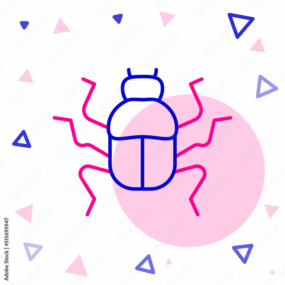 Line Beetle bug图标隔离在白色背景上。彩色轮廓概念。矢量