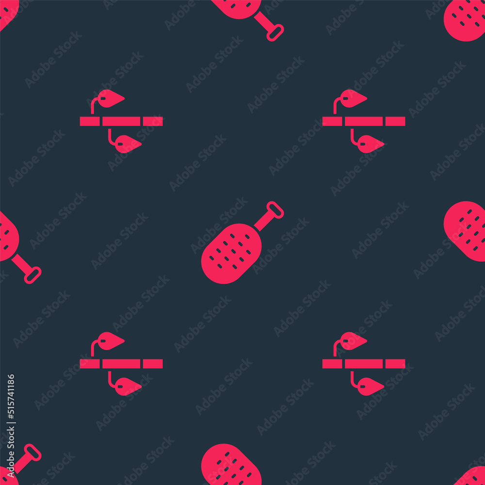 Set Bamboo and Sauna brush on seamless pattern. Vector