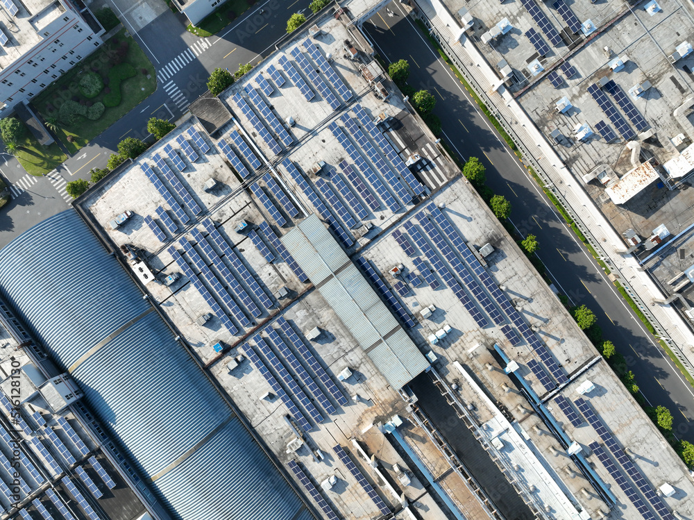 solar power station on factory rooftop