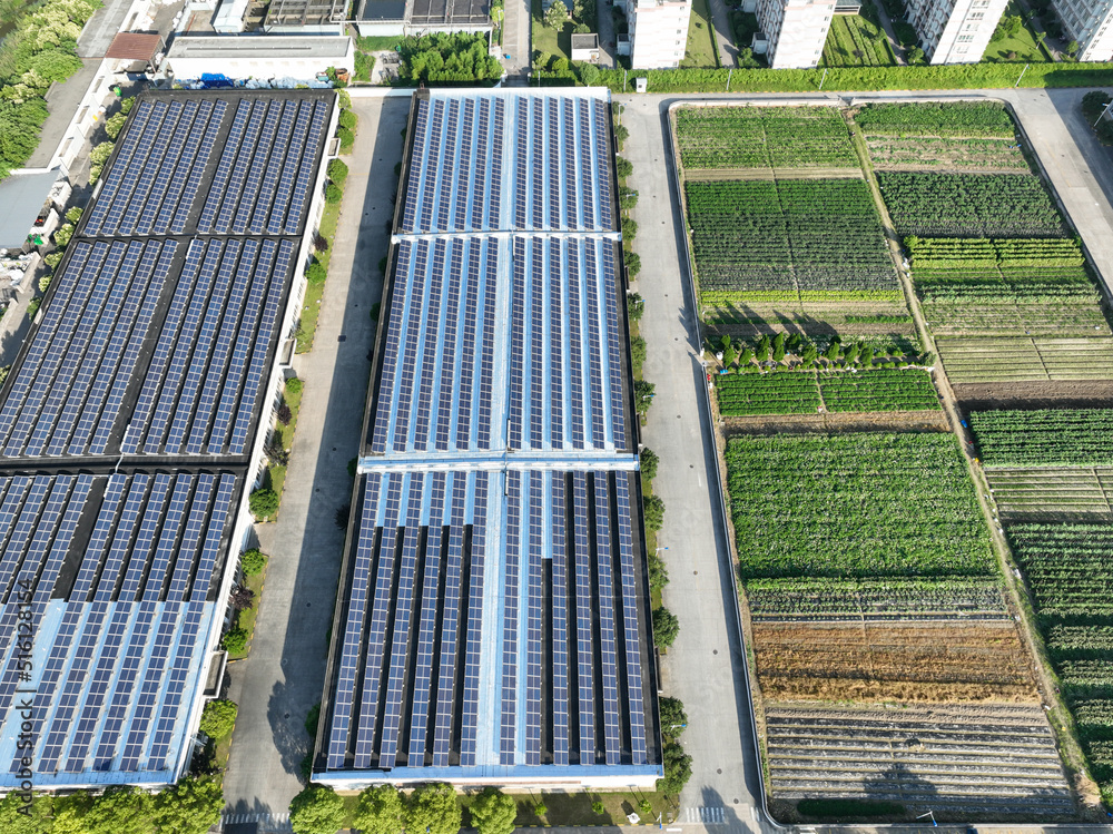 solar power station on factory rooftop