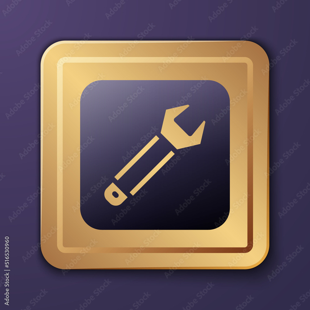 Purple Wrench spanner icon isolated on purple background. Spanner repair tool. Service tool symbol. 