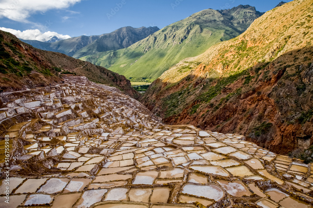 秘鲁的Salinas de Maras地区。库斯科附近Maras的印加盐田。南美洲