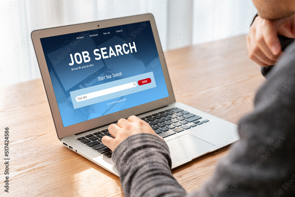 Online job search on modish website for worker to search for job opportunities on the recruitment in