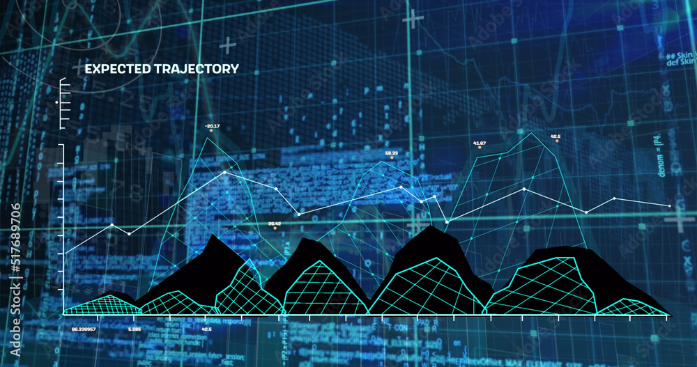 Image of data processing on black background