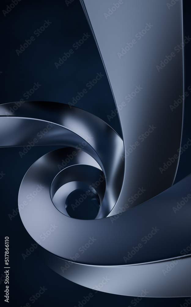 Metallic curve geometry background, 3d rendering.