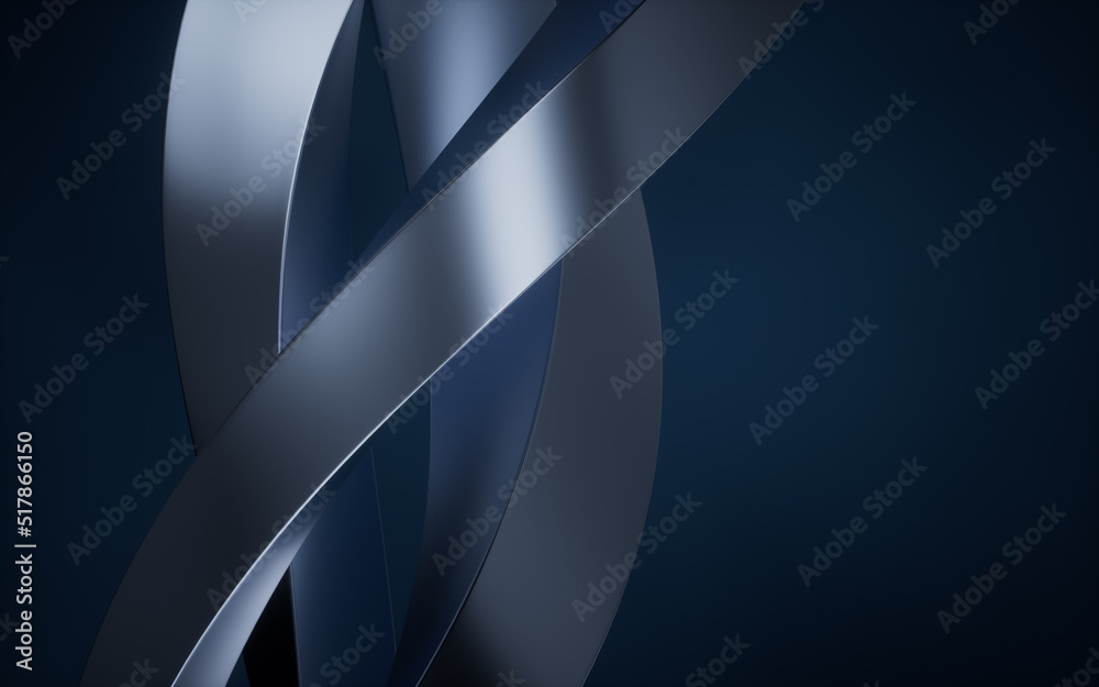 Metallic curve geometry background, 3d rendering.