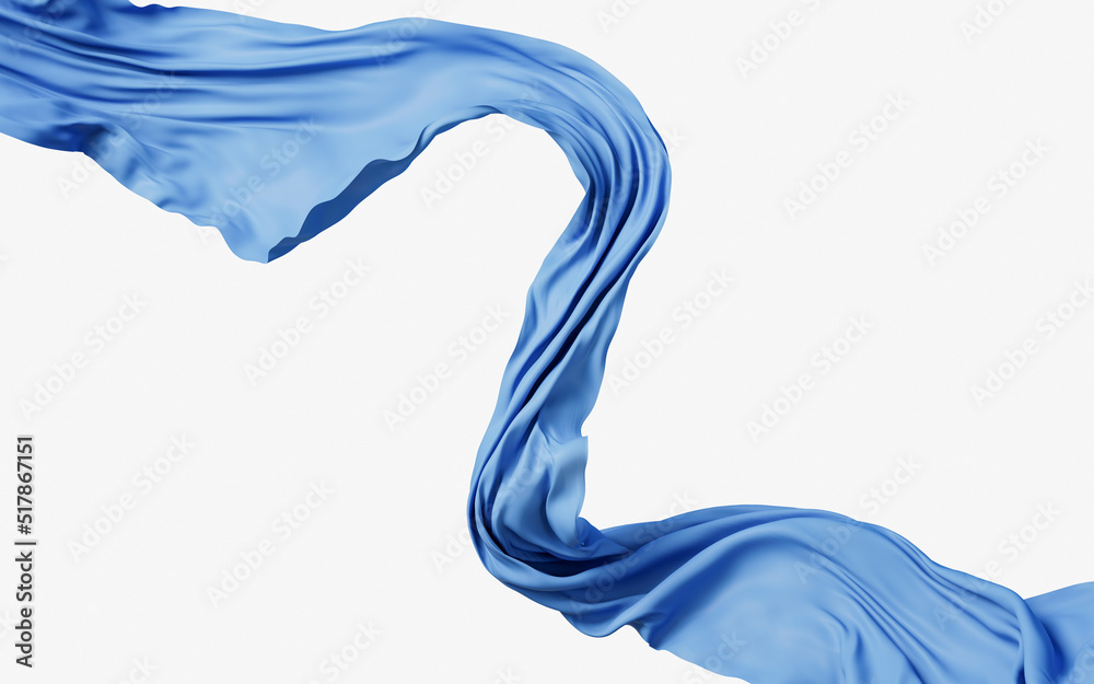 Flowing blue wave cloth, 3d rendering.