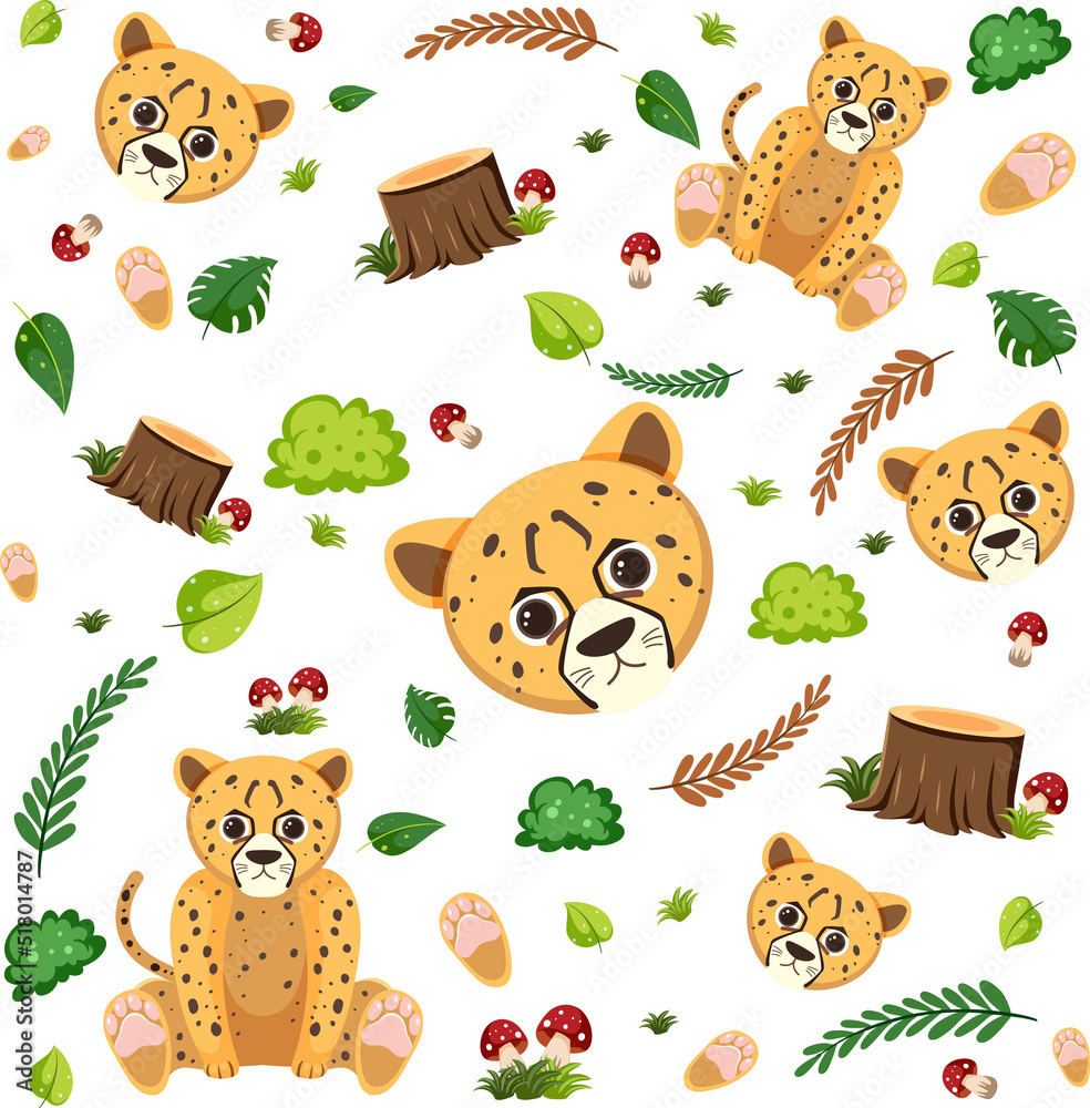 Cheetah cute animal seamless pattern