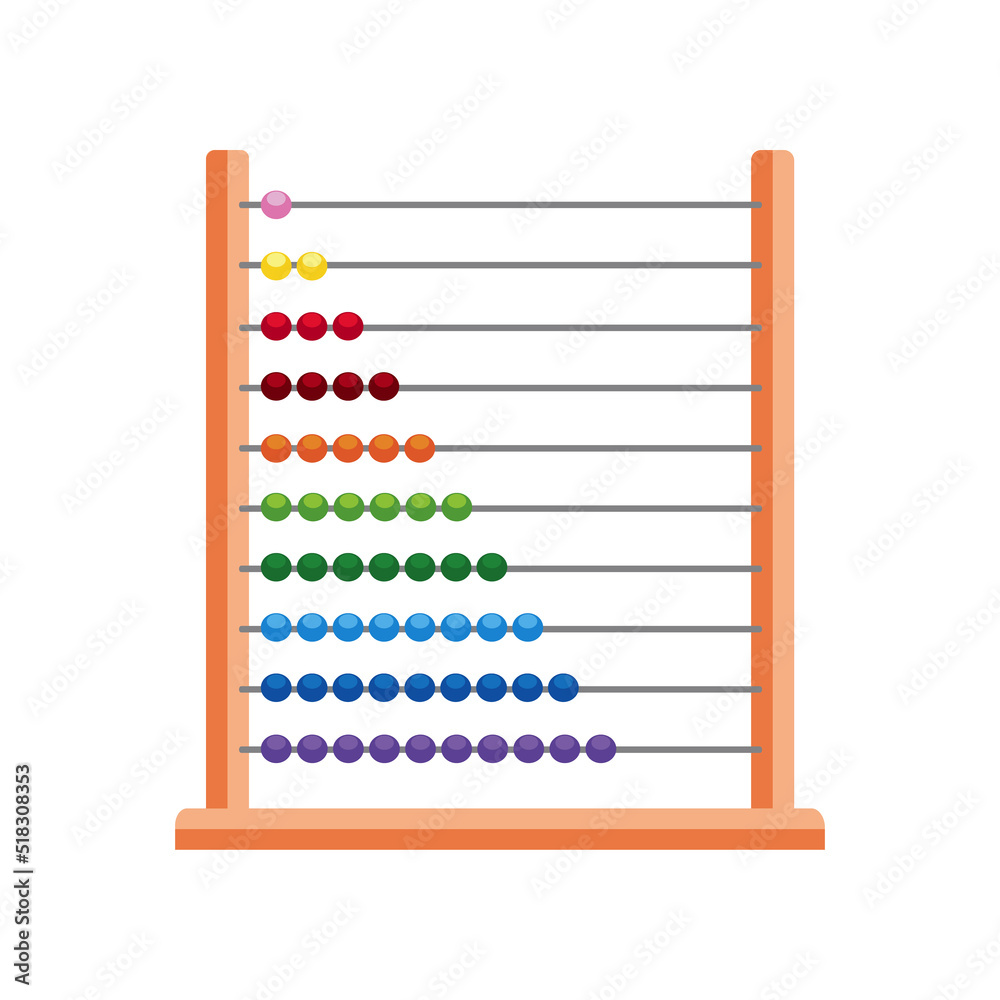 白色背景下孤立的算盘计算工具。儿童教育用算盘玩具。矢量stoc