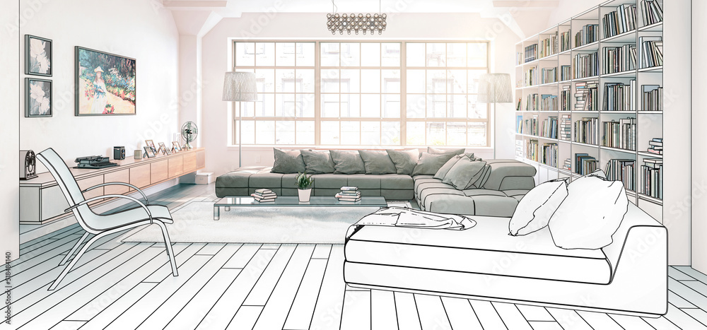 Wohnlandschaft einer Loft Adaptation（Konzept）-全景3D视觉