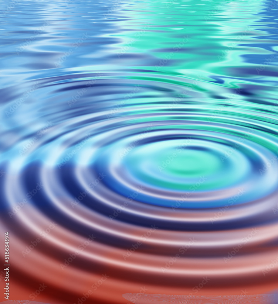 Closeup of abstract ripple effect of water with blue reflection with wave pattern and texture. Detai