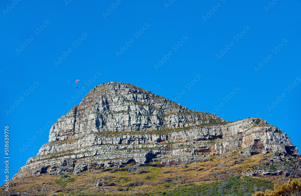 Beautiful Lions Head mountain in Cape Town, South Africa on a relaxed bright sunny day out in nature