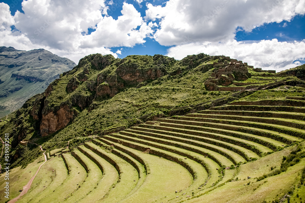 Agricultural terraces in Sacred Valley Moray in Peru. Soth America nature