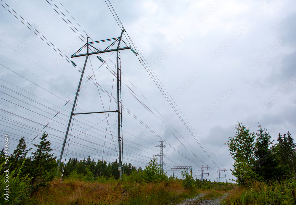 Electricity and power lines concept image. Electricity prices are sky high at the moment, people are