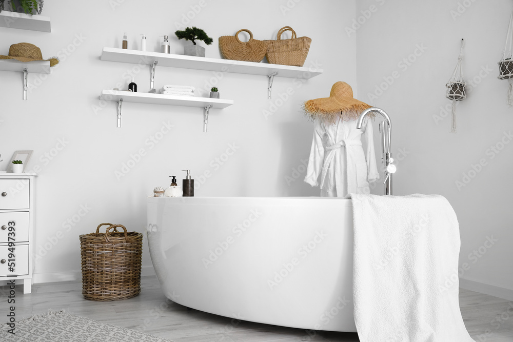 Interior of modern white bathroom