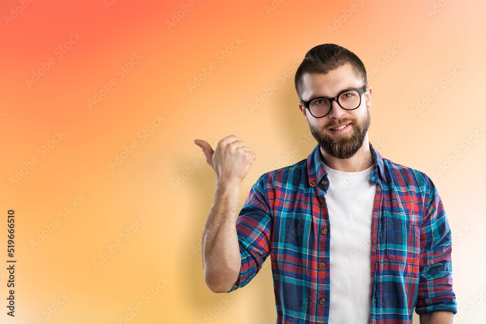 Funny teen student boy posing. Education in high school university college concept.