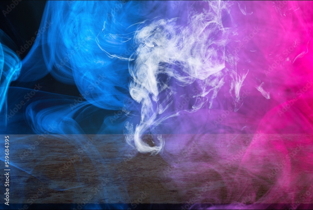 Neon atmospheric smoke, abstract dark background