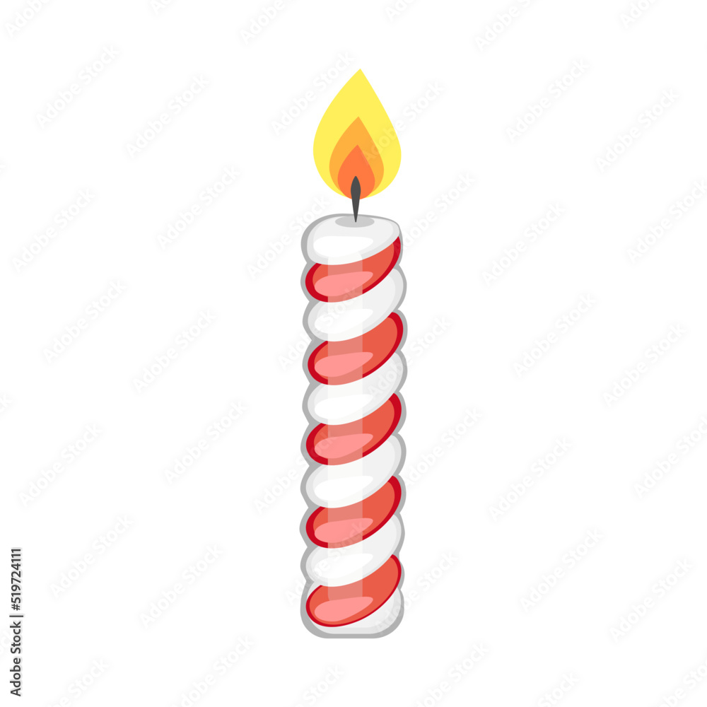 Burning candle on white background