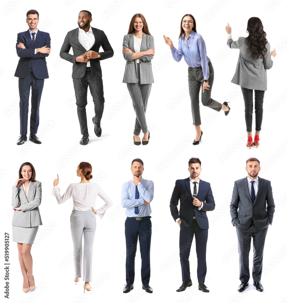 Set of many business people isolated on white