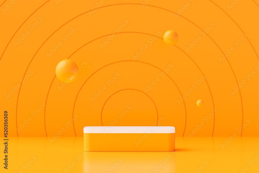 Background 3d render scene with podium, minimal product display mock up scene and geometric shape ob