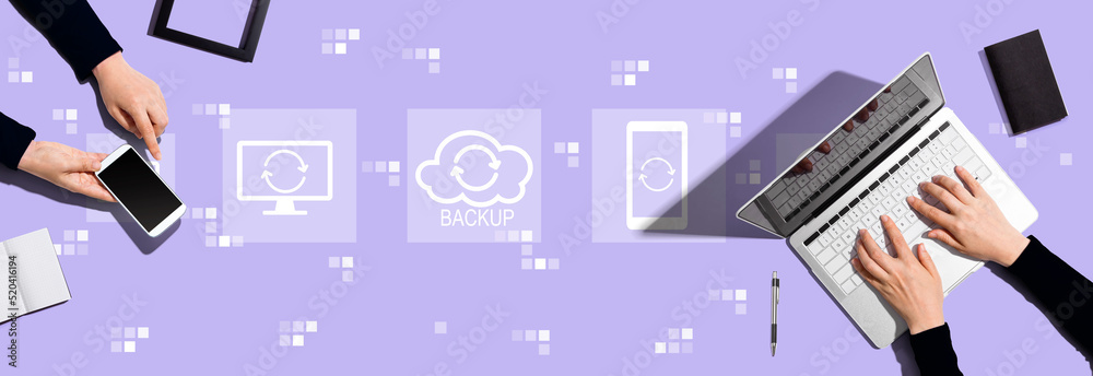 Backup concept with two people working together