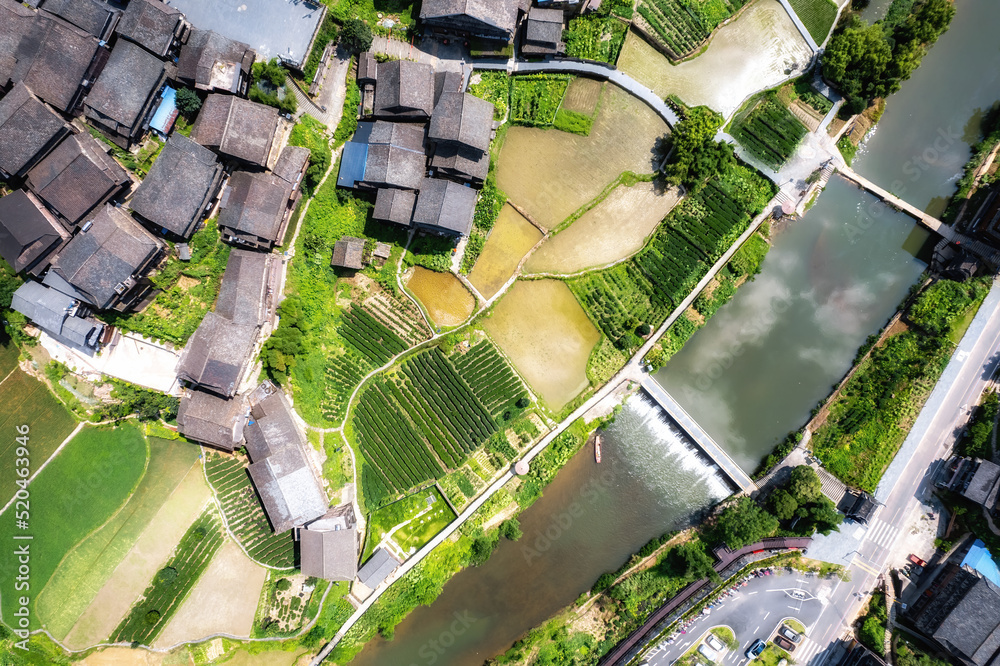 柳州三江城阳八寨田园风光全景航拍