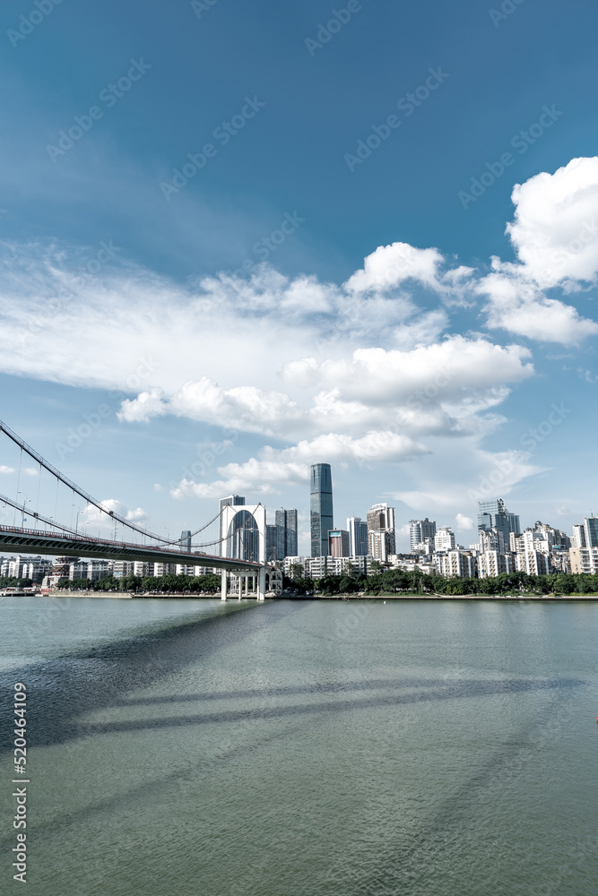 航拍中国柳州现代城市建筑景观天际线