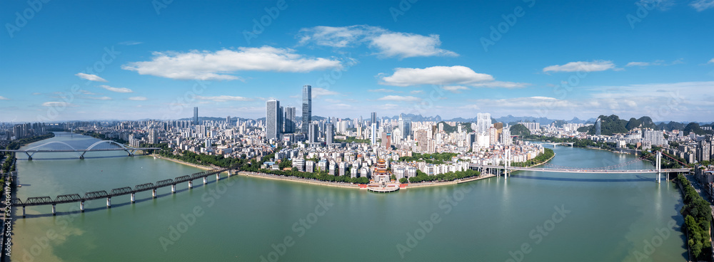 Aerial photography China Liuzhou modern city architecture landscape skyline