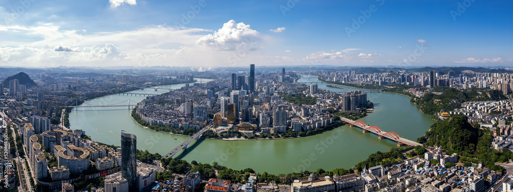 Aerial photography China Liuzhou modern city architecture landscape skyline