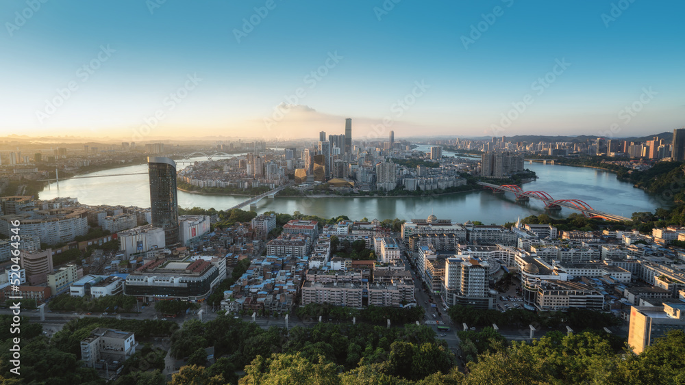 Aerial photography China Liuzhou modern city architecture landscape skyline