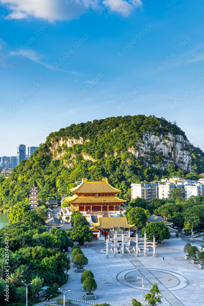 Aerial photography of city scenery of Liuzhou Confucian Temple, China