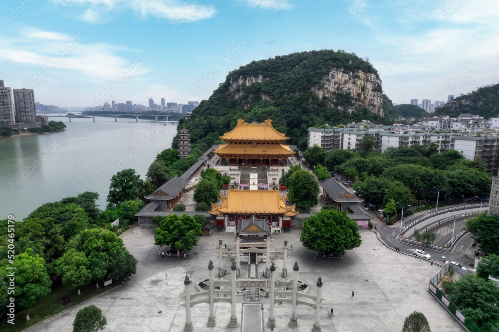 Aerial photography close-up of Liuzhou city scenery in China