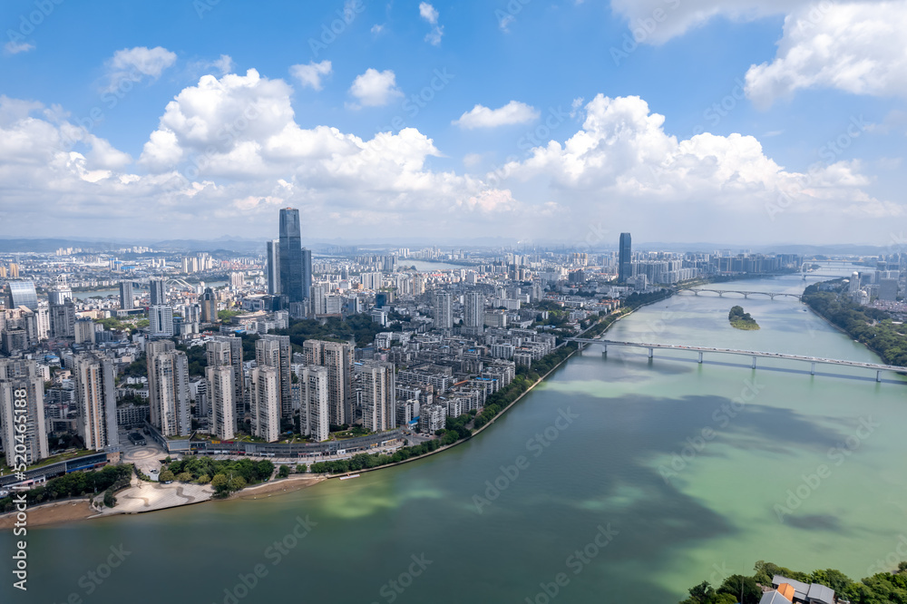 中国柳州城市风光航拍特写