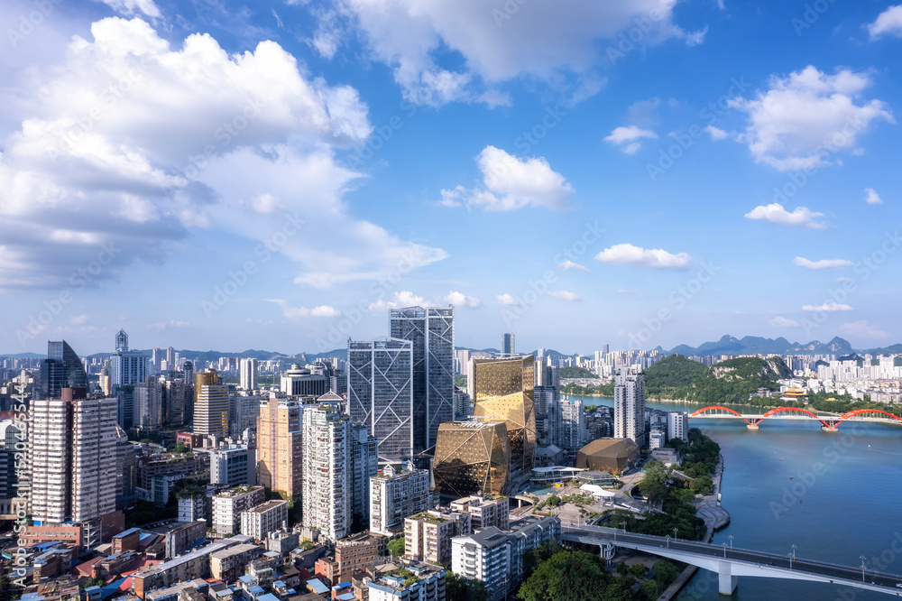 Aerial photography of Liuzhou city landscape in Guangxi