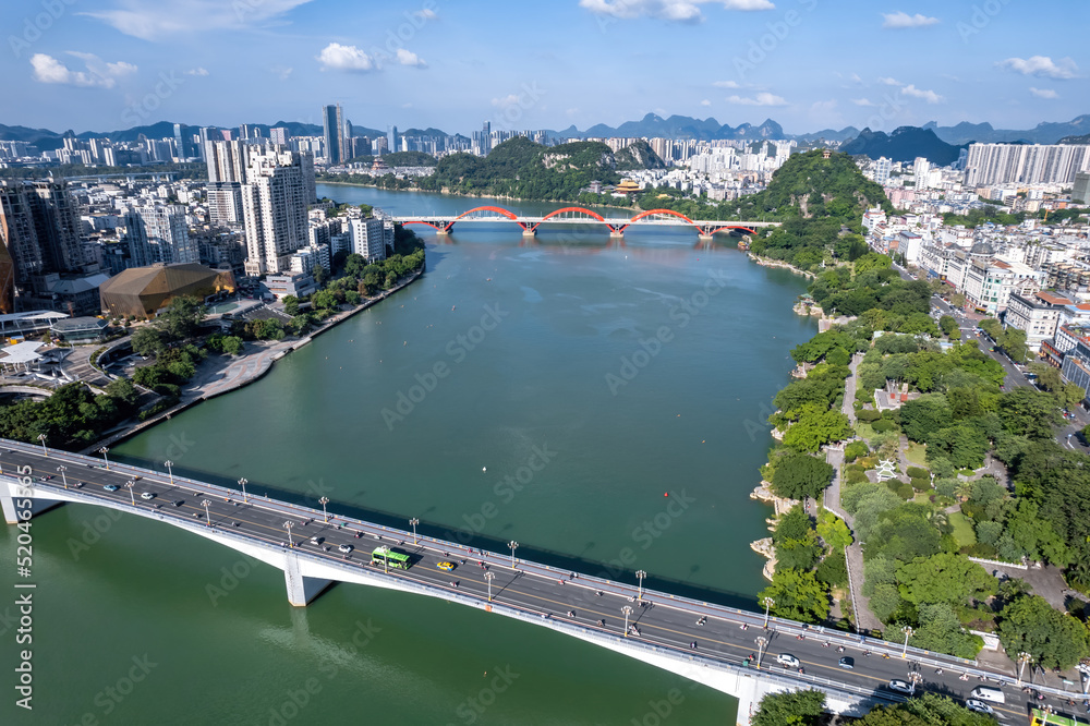 广西柳州城市景观航拍